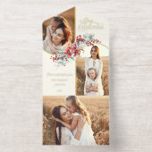 メリーエレガントクリスマスフローラ金ゴールドアーチ2 – 写真 オールインワン招待状 (内側)