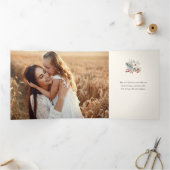 メリーエレガントクリスマスフローラ金ゴールドアーチ2 – 写真 三つ折りカード (内部)