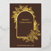 メリーエレガントクリスマスブラウン金ゴールド 箔シーズンカード (正面)