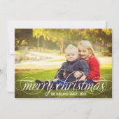 メリーエレガントクリスマスホワイトスクリプト写真コラージュ シーズンカード (正面)