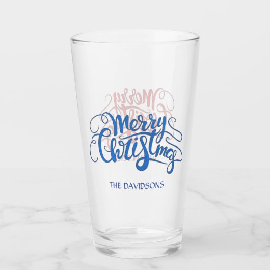 メリーエレガントクリスマスモダンタイポグラフィモノグラム タンブラーグラス (正面)