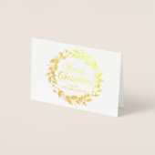 メリーエレガントクリスマスリースホリー家族の写真 箔カード (正面)