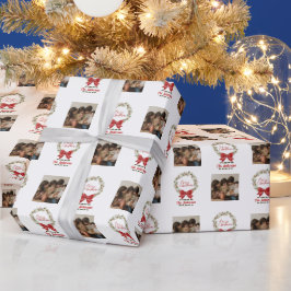 メリーエレガントクリスマスリースレッドボウ写真 ラッピングペーパー