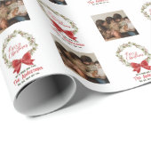 メリーエレガントクリスマスリースレッドボウ写真 ラッピングペーパー (ロールコーナー)