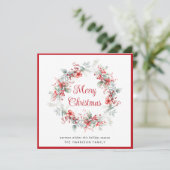 メリーエレガントクリスマスリース水彩画 シーズンカード (スタンド正面)