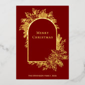 メリーエレガントクリスマスレッドゴールドフォイルホリデーカード 箔シーズンカード (正面)
