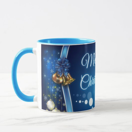 メリーエレガントクリスマス休暇クリスマスブルーコーヒー マグカップ (左)