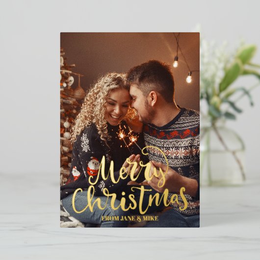 メリーエレガントクリスマス写真はがき 箔シーズンカード (立ち正面)