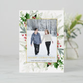 メリーエレガントクリスマス写真金ゴールド 箔シーズンカード (立ち正面)