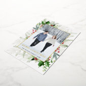 メリーエレガントクリスマス写真金ゴールド 箔シーズンカード (回転した状態)