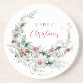 メリーエレガントクリスマス半リース水カラーコーア コースター