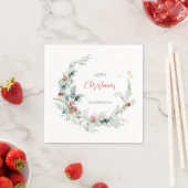 メリーエレガントクリスマス半リース水彩 スタンダードカクテルナプキン (インサイチュ)