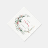 メリーエレガントクリスマス半リース水彩 スタンダードカクテルナプキン (角)
