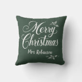 メリーエレガントクリスマス名前をカスタムするホリーベリー クッション (裏面)