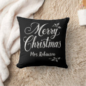 メリーエレガントクリスマス名前をカスタムするホリーベリー クッション (ブランケット)