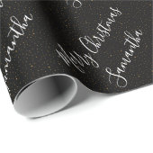 メリーエレガントクリスマス名前をカスタムする包装紙 ラッピングペーパー (ロールコーナー)