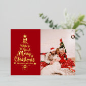 メリーエレガントクリスマス家族の写真をお願い 箔シーズンカード (立ち正面)