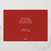 メリーエレガントクリスマス家族の写真をお願い 箔シーズンカード (裏面)