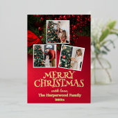 メリーエレガントクリスマス家族の写真集 箔シーズンカード (立ち正面)