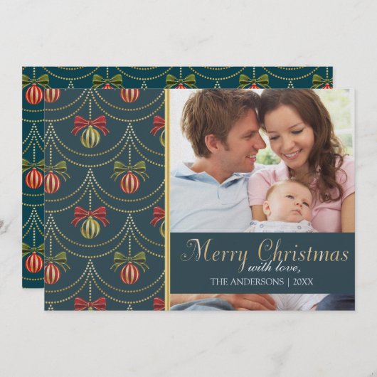 メリーエレガントクリスマス家族写真 シーズンカード (正面/裏面)