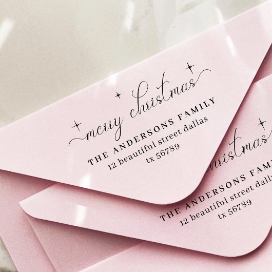 メリーエレガントクリスマス家族差出人住所 セルフインキングスタンプ