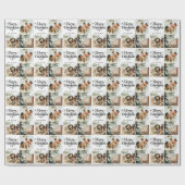 メリーエレガントクリスマス家族3写真コラージュ ラッピングペーパー (フラット)