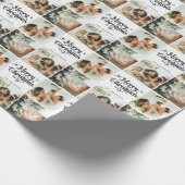 メリーエレガントクリスマス家族3写真コラージュ ラッピングペーパー (角)