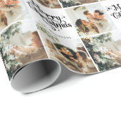 メリーエレガントクリスマス家族3写真コラージュ ラッピングペーパー (ロールコーナー)