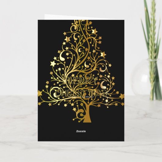 メリーエレガントクリスマス星黒金ゴールド光沢 シーズンカード (裏面)
