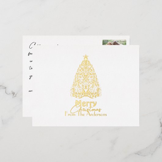 メリーエレガントクリスマス映画クリスマスツリー 箔シーズンポストカード (正面/裏面)