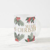 メリーエレガントクリスマス曇りガラス製マグカップ フロストグラスマグカップ (正面右)