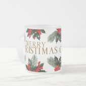 メリーエレガントクリスマス曇りガラス製マグカップ フロストグラスマグカップ (正面左)