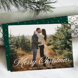 メリーエレガントクリスマス書道グリーンフォト シーズンカード