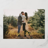 メリーエレガントクリスマス書道グリーンフォト 箔シーズンカード (正面)
