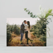 メリーエレガントクリスマス書道グリーンフォト 箔シーズンカード (立ち正面)