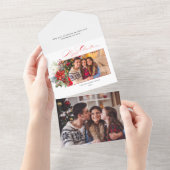 メリーエレガントクリスマス書道フローラ写真 オールインワン招待状 (貼ってはがせる)