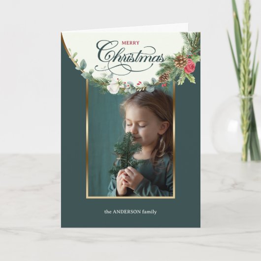 メリーエレガントクリスマス書道フローラ写真 シーズンカード (正面)