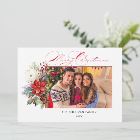 メリーエレガントクリスマス書道フローラ写真 シーズンカード (スタンド正面)