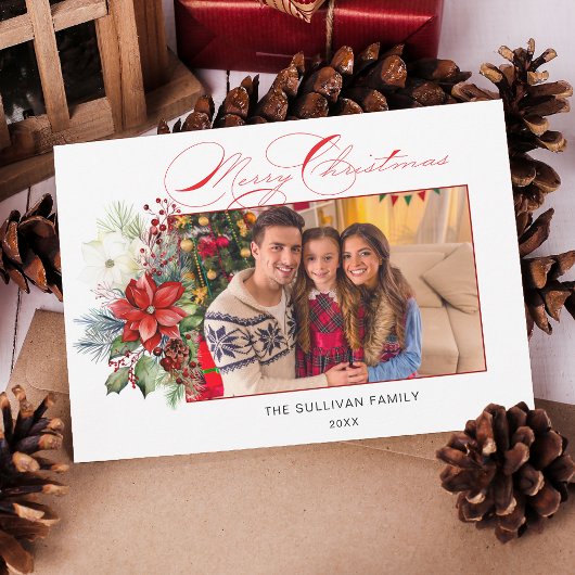 メリーエレガントクリスマス書道フローラ写真 シーズンカード
