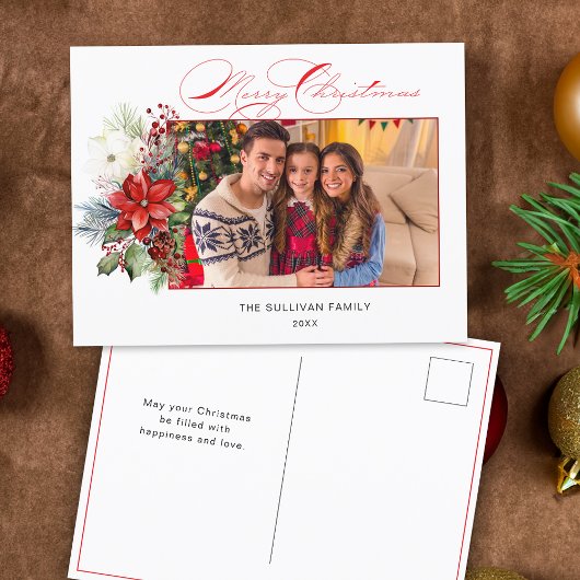 メリーエレガントクリスマス書道フローラ写真 シーズンポストカード