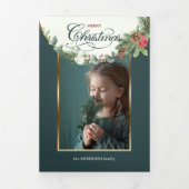 メリーエレガントクリスマス書道フローラ写真 三つ折りカード (カバー)