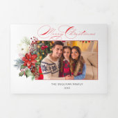 メリーエレガントクリスマス書道フローラ写真 三つ折りクリスマスカード (カバー)