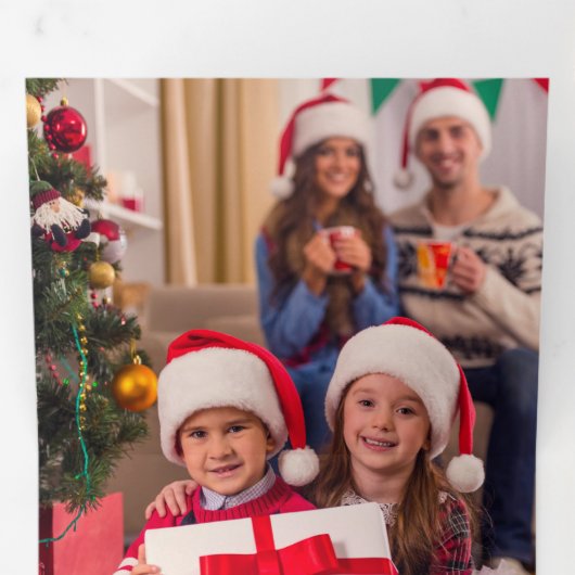 メリーエレガントクリスマス書道フローラ写真 三つ折りクリスマスカード (内部最初)