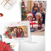 メリーエレガントクリスマス書道フローラ写真 三つ折りクリスマスカード