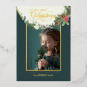 メリーエレガントクリスマス書道フローラ写真 箔シーズンカード (正面)