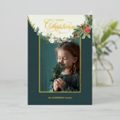 メリーエレガントクリスマス書道フローラ写真 箔シーズンカード (立ち正面)
