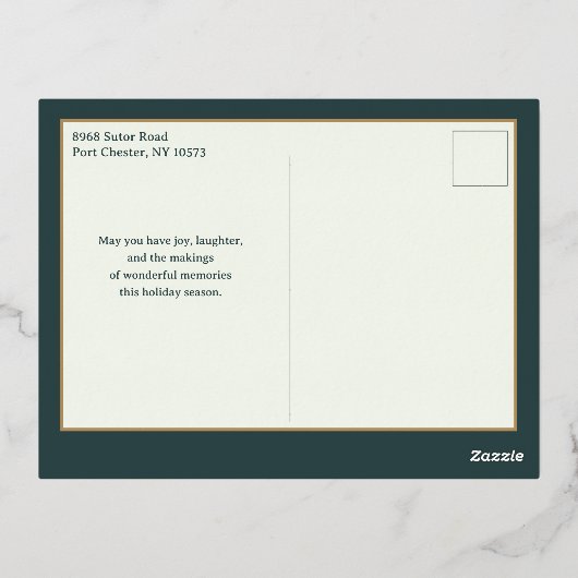 メリーエレガントクリスマス書道フローラ写真 箔シーズンポストカード (裏面)