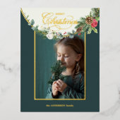 メリーエレガントクリスマス書道フローラ写真 箔シーズンポストカード (正面)