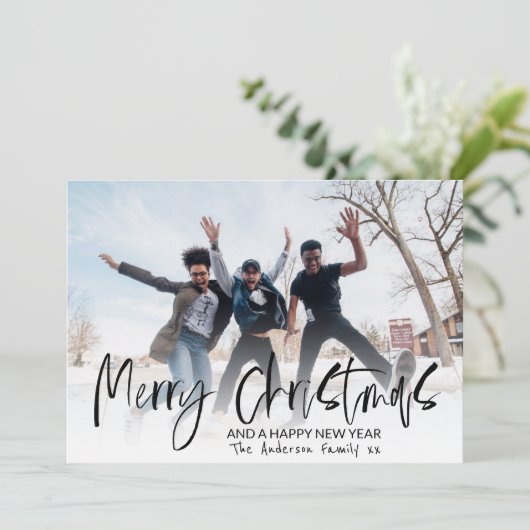 メリーエレガントクリスマス書道1写真 シーズンカード (スタンド正面)