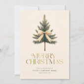 メリーエレガントクリスマス松の木の弓ビジネス シーズンカード (正面)